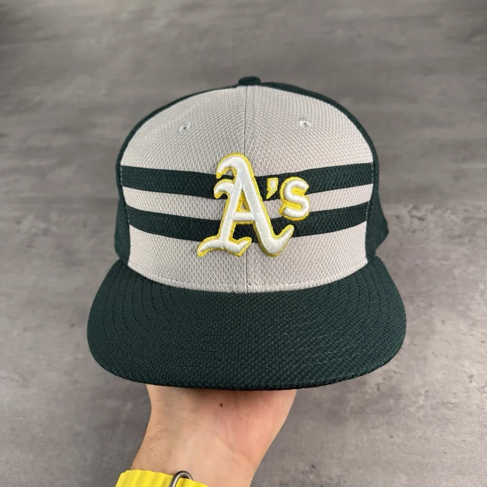 Oakland A's Athletics Hat New‎ Era Cap 7 7/8 Green Stripe 2015 All Star Patch